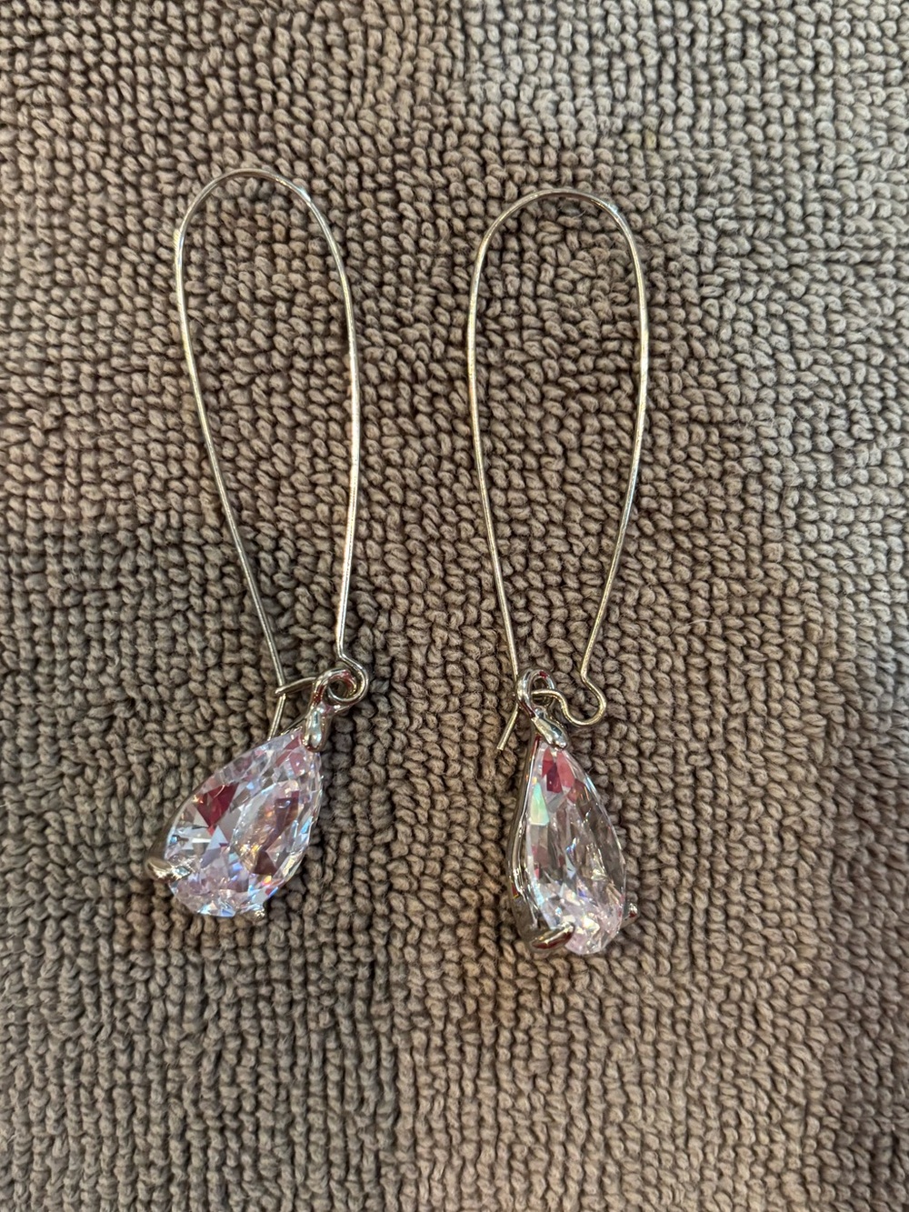 Delicate Clear Teardrop Dangle Earrings - Women Jewelry